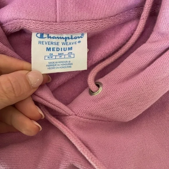 Vintage Champion Reverse Weave Hoodie Sweatshirt Size Medium Bubble Gum Pink - Picture 6 of 7